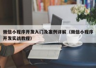 微信小程序开发入门及案例详解（微信小程序开发实战教程）