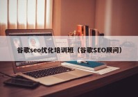 谷歌seo优化培训班（谷歌SEO顾问）