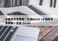 小程序开发费用一览表Excel（小程序开发费用一览表 Excel）