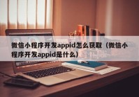 微信小程序开发appid怎么获取（微信小程序开发appid是什么）